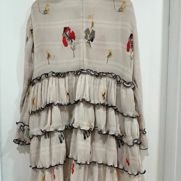 Ganni Cream Floral Ruffle Dress - Picture 2 of 4